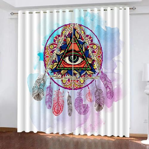 3D Traumfänger Vorhang Abdunkelnde Traumfänger Polyester Vorhänge mit ösen 2er Set Gardinen Blickdicht Verdunkelungs Geräuschreduzierung für Schlafzimmer Wohnzimmer B 234 X H 137 cm（Motiv 10-3） von HABEAT