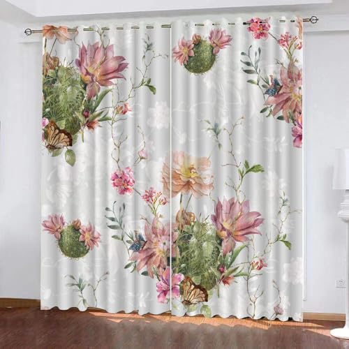 HABEAT 3D Blumen Gardinen Abdunkelnde Blumen Kindervorhänge Vorhang mit ösen 2er Set Vorhänge Blickdicht Verdunkelungs für Kinderzimmer Schlafzimmer Wohnzimmer B 200 X H 160 cm（Stil 22-2） von HABEAT