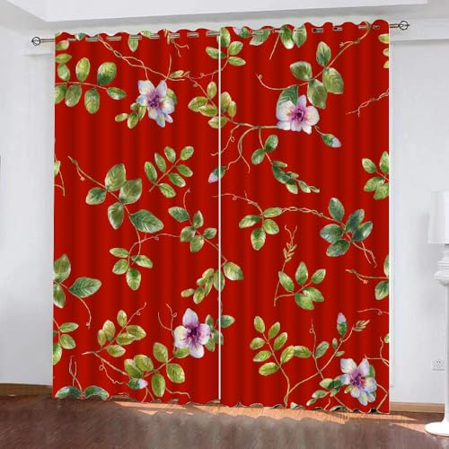 HABEAT 3D Blumen Vorhang Abdunkelnde Blumen Polyester Vorhänge mit ösen 2er Set Gardinen Blickdicht Verdunkelungs Geräuschreduzierung für Schlafzimmer Wohnzimmer B 220 X H 215 cm（Stil 25-10） von HABEAT