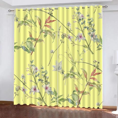 HABEAT 3D Blumen Vorhang Abdunkelnde Blumen Polyester Vorhänge mit ösen 2er Set Gardinen Blickdicht Verdunkelungs Geräuschreduzierung für Schlafzimmer Wohnzimmer B 220 X H 215 cm（Stil 27-1） von HABEAT