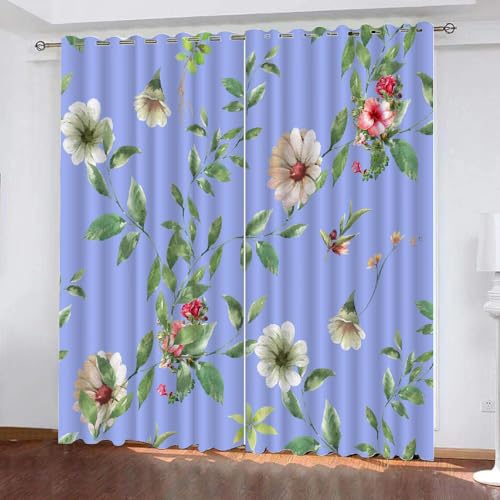 HABEAT 3D Blumen Vorhang Abdunkelnde Blumen Polyester Vorhänge mit ösen 2er Set Gardinen Blickdicht Verdunkelungs Geräuschreduzierung für Schlafzimmer Wohnzimmer B 220 X H 215 cm（Stil 29-3） von HABEAT