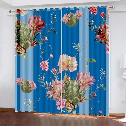 HABEAT 3D Blumen Vorhang Abdunkelnde Blumen Polyester Vorhänge mit ösen 2er Set Gardinen Blickdicht Verdunkelungs Geräuschreduzierung für Schlafzimmer Wohnzimmer B 220 X H 215 cm（Stil 29-4） von HABEAT