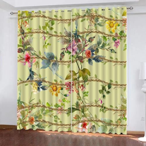 HABEAT 3D Blumen Vorhang Abdunkelnde Blumen Polyester Vorhänge mit ösen 2er Set Gardinen Blickdicht Verdunkelungs Geräuschreduzierung für Schlafzimmer Wohnzimmer B 234 X H 137 cm（Stil 21-1） von HABEAT