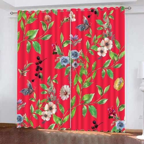 HABEAT 3D Blumen Vorhang Abdunkelnde Blumen Polyester Vorhänge mit ösen 2er Set Gardinen Blickdicht Verdunkelungs Geräuschreduzierung für Schlafzimmer Wohnzimmer B 234 X H 137 cm（Stil 22-5） von HABEAT