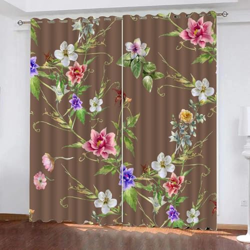 HABEAT 3D Blumen Vorhang Abdunkelnde Blumen Polyester Vorhänge mit ösen 2er Set Gardinen Blickdicht Verdunkelungs Geräuschreduzierung für Schlafzimmer Wohnzimmer B 234 X H 137 cm（Stil 24-6） von HABEAT