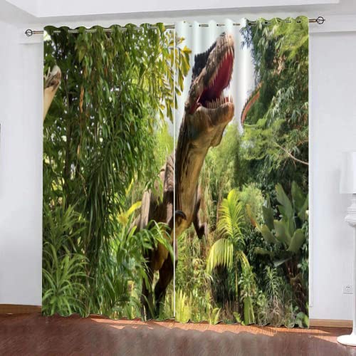 HABEAT 3D Dinosaurier Gardinen Abdunkelnde Tropisch Dschungel Kindervorhänge Vorhang mit ösen 2er Set Vorhänge Blickdicht Verdunkelungs für Kinderzimmer Schlafzimmer Wohnzimmer B 200 X H 160 cm HABEAT 3D Dinosaurier Gardinen Abdunkelnde Tropisch Dschungel Kindervorhänge Vorhang mit ösen 2er Set Vorhänge Blickdicht Verdunkelungs für Kinderzimmer Schlafzimmer Wohnzimmer B 200 X H 160 cm von HABEAT