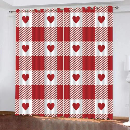 HABEAT 3D Liebe Vorhang Abdunkelnde Gitter Polyester Vorhänge mit ösen 2er Set Gardinen Blickdicht Verdunkelungs Geräuschreduzierung für Schlafzimmer Wohnzimmer B 234 X H 137 cm（Motiv 13-5） von HABEAT