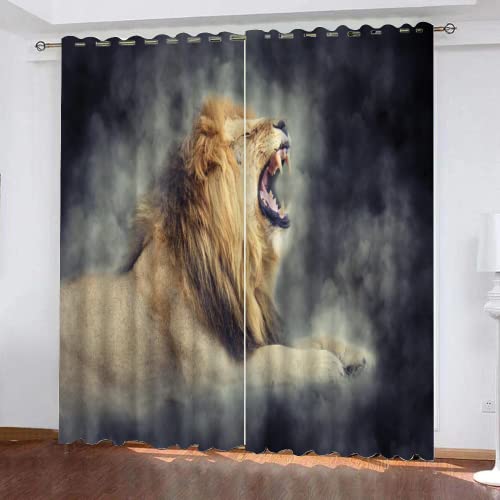 HABEAT 3D Löwe Gardinen Abdunkelnde Vintage Löwe Kindervorhänge Vorhang mit ösen 2er Set Vorhänge Blickdicht Verdunkelungs für Kinderzimmer Schlafzimmer Wohnzimmer B 200 X H 160 cm HABEAT 3D Löwe Gardinen Abdunkelnde Vintage Löwe Kindervorhänge Vorhang mit ösen 2er Set Vorhänge Blickdicht Verdunkelungs für Kinderzimmer Schlafzimmer Wohnzimmer B 200 X H 160 cm von HABEAT