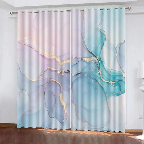 HABEAT 3D Marmor Vorhänge Abdunkelnde Marmor Kindervorhänge Vorhang mit ösen 2er Set Gardinen Blickdicht Verdunkelungs für Kinderzimmer Schlafzimmer Wohnzimmer B 110 X H 95 cm（Stil 20-1） von HABEAT