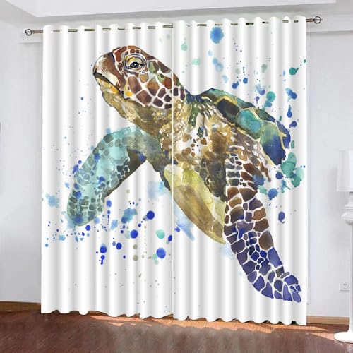 HABEAT 3D Meeresschildkröten Vorhänge Meeresschildkröten Kindervorhänge Vorhang mit ösen 2er Set Gardinen Blickdicht Verdunkelungs für Kinderzimmer Schlafzimmer Wohnzimmer B 150 X H 166 cm(Motiv 6-6) HABEAT 3D Meeresschildkröten Vorhänge Meeresschildkröten Kindervorhänge Vorhang mit ösen 2er Set Gardinen Blickdicht Verdunkelungs für Kinderzimmer Schlafzimmer Wohnzimmer B 150 X H 166 cm(Motiv 6-6) von HABEAT