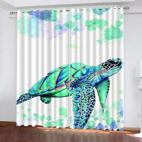 HABEAT 3D Meeresschildkröten Vorhänge Meeresschildkröten Kindervorhänge Vorhang mit ösen 2er Set Gardinen Blickdicht Verdunkelungs für Kinderzimmer Schlafzimmer Wohnzimmer B 150 X H 166 cm(Motiv 2-1) HABEAT 3D Meeresschildkröten Vorhänge Meeresschildkröten Kindervorhänge Vorhang mit ösen 2er Set Gardinen Blickdicht Verdunkelungs für Kinderzimmer Schlafzimmer Wohnzimmer B 150 X H 166 cm(Motiv 2-1) von HABEAT