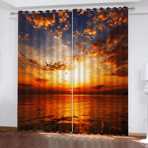 HABEAT 3D Ozean Vorhang Abdunkelnde Sonnenuntergang Polyester Vorhänge mit ösen 2er Set Gardinen Blickdicht Verdunkelungs Geräuschreduzierung für Schlafzimmer Wohnzimmer B 220 X H 215 cm(Stil 17-1) HABEAT 3D Ozean Vorhang Abdunkelnde Sonnenuntergang Polyester Vorhänge mit ösen 2er Set Gardinen Blickdicht Verdunkelungs Geräuschreduzierung für Schlafzimmer Wohnzimmer B 220 X H 215 cm(Stil 17-1) von HABEAT