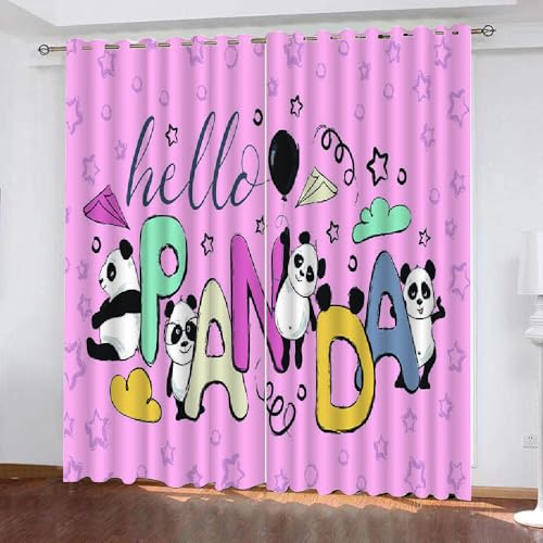 HABEAT 3D Panda Gardinen Abdunkelnde Panda Kindervorhänge Vorhang mit ösen 2er Set Vorhänge Blickdicht Verdunkelungs für Kinderzimmer Schlafzimmer Wohnzimmer B 140 X H 160 cm（Motiv 5-5） von HABEAT
