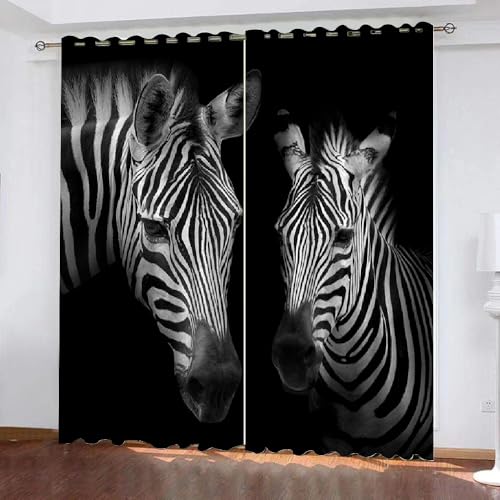 HABEAT 3D Pferd Vorhang Abdunkelnde Zebra Polyester Vorhänge mit ösen 2er Set Gardinen Blickdicht Verdunkelungs Geräuschreduzierung für Schlafzimmer Wohnzimmer B 234 X H 137 cm（Motiv 7-1） von HABEAT