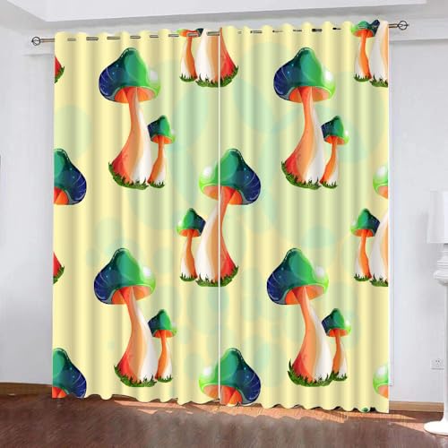 HABEAT 3D Pilz Gardinen Abdunkelnde Pilz Kinder vorhänge Vorhang mit ösen 2er Set Vorhänge Blickdicht Verdunkelungs für Kinderzimmer Schlafzimmer Wohnzimmer B 140 X H 160 cm（Stil 5-10） von HABEAT