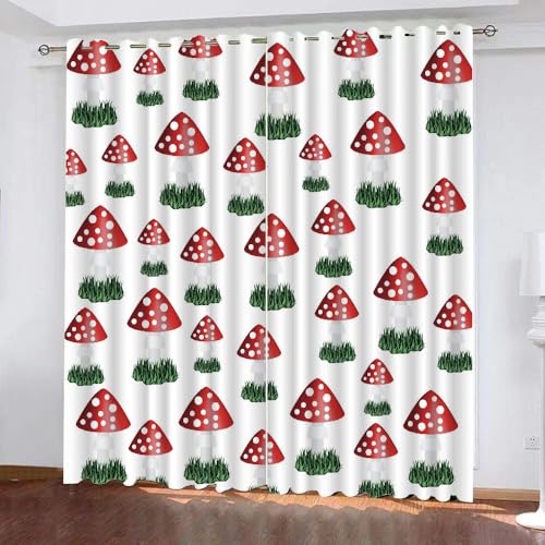 HABEAT 3D Pilz Gardinen Abdunkelnde Pilz Kinder vorhänge Vorhang mit ösen 2er Set Vorhänge Blickdicht Verdunkelungs für Kinderzimmer Schlafzimmer Wohnzimmer B 200 X H 160 cm（Stil 4-1） von HABEAT