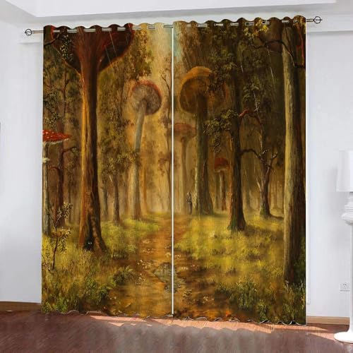 HABEAT 3D Pilz Vorhänge Abdunkelnde Pilz Kinder vorhänge Vorhang mit ösen 2er Set Gardinen Blickdicht Verdunkelungs für Kinderzimmer Schlafzimmer Wohnzimmer B 110 X H 95 cm（Stil 4-10） von HABEAT