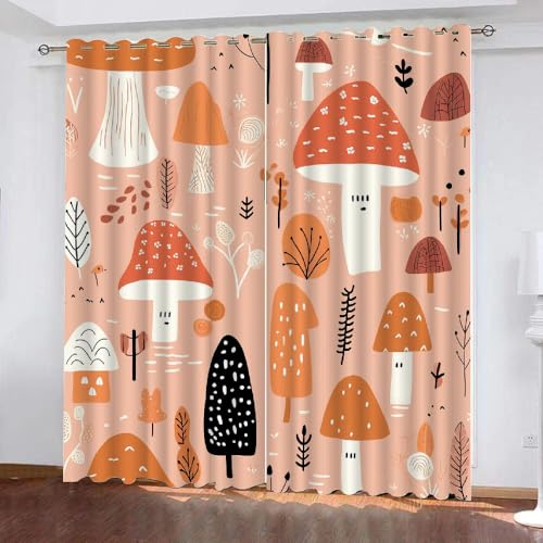 HABEAT 3D Pilz Vorhang Abdunkelnde Pilz Polyester Vorhänge mit ösen 2er Set Gardinen Blickdicht Verdunkelungs Geräuschreduzierung für Schlafzimmer Wohnzimmer B 234 X H 137 cm（Stil 3-3） von HABEAT