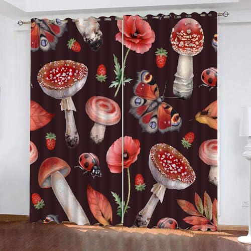 HABEAT 3D Pilz Vorhang Abdunkelnde Pilz Polyester Vorhänge mit ösen 2er Set Gardinen Blickdicht Verdunkelungs Geräuschreduzierung für Schlafzimmer Wohnzimmer B 234 X H 137 cm（Stil 3-7） von HABEAT