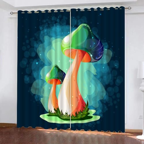 HABEAT 3D Pilz Vorhang Abdunkelnde Pilz Polyester Vorhänge mit ösen 2er Set Gardinen Blickdicht Verdunkelungs Geräuschreduzierung für Schlafzimmer Wohnzimmer B 234 X H 137 cm（Stil 5-9） von HABEAT
