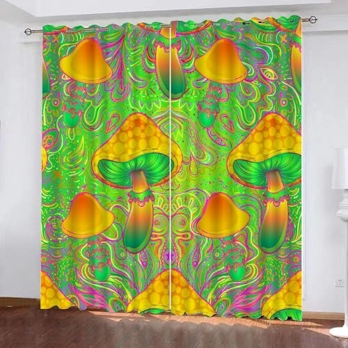 HABEAT 3D Pilz Vorhang Abdunkelnde Pilz Polyester Vorhänge mit ösen 2er Set Gardinen Blickdicht Verdunkelungs Geräuschreduzierung für Schlafzimmer Wohnzimmer B 234 X H 137 cm（Stil 8-6） von HABEAT