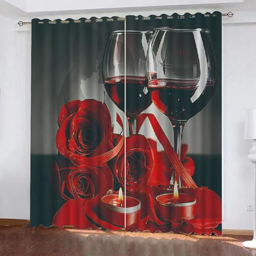 HABEAT 3D Rose Gardinen Abdunkelnde Rose Kindervorhänge Vorhang mit ösen 2er Set Vorhänge Blickdicht Verdunkelungs für Kinderzimmer Schlafzimmer Wohnzimmer B 200 X H 160 cm（Motiv 8-4） von HABEAT