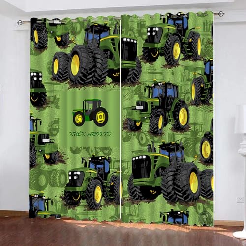 HABEAT 3D Traktor Gardinen Abdunkelnde Traktor Kindervorhänge Vorhang mit ösen 2er Set Vorhänge Blickdicht Verdunkelungs für Kinderzimmer Schlafzimmer Wohnzimmer B 140 X H 160 cm（Motiv 8-10） von HABEAT