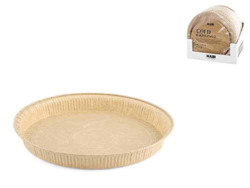 HABI GOLD - 4er-Set runde Kuchenformen aus antihaftbeschichtetem Papier, Formenset aus recyclebarem, natürlichem, biologisch abbaubarem, widerstandsfähigem Material, Durchmesser 23 cm - Beige von HABI