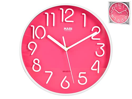 Habi Wanduhr, Rund, 25 cm, Kunststoff, Fuchsia von HABI