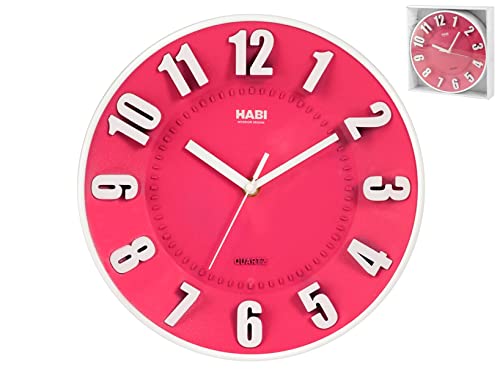 Habi Wanduhr, Rund, 25 cm, Kunststoff, Fuchsie von HABI