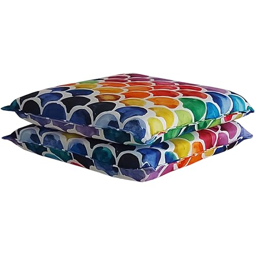 HABITA 33 HOME 2er Set Stuhlkissen 40x40x5 cm – Abnehmbare Sitzkissen mit Bändern – Waschbare Kissenbezüge mit Digitaldruck – Weiche Sitzauflagen für Küche & Esszimmer (2, Ventagli) von HABITA 33 HOME