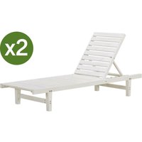 Sonnenliege aus Holz 2er-Set "Rawai" - Weiß von HABITAT ET JARDIN
