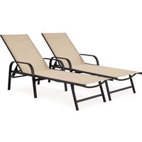 2er-Set Sonnenliegen aus Metall 'Farniente - Beige von HABITAT ET JARDIN