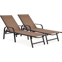 2er-Set Sonnenliegen aus Metall 'Farniente - Taupe von HABITAT ET JARDIN