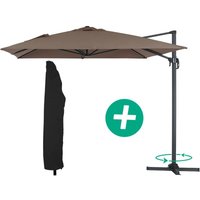 Ampelschirm aus Alu 'Sun 4' - Rechteckig - 3 x 4 m + Schutzhülle - Taupe von HABITAT ET JARDIN