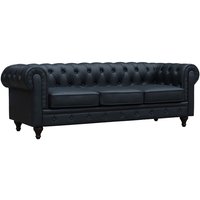 Chesterfield-Sofa "Aliza" - 208 x 82 x 70 cm - 3-Sitzer - Schwarz von HABITAT ET JARDIN