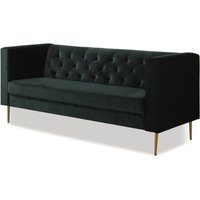 Couch aus Samt "Bruce" - 196 x 76 x 82 cm - 3-Sitzer - Dunkelgrün von HABITAT ET JARDIN