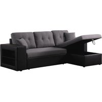 Umkehrbares Ecksofa mit Schlaffunktion Axel - 3 Sitzer - 3-Sitzer - Schwarz/Grau von HABITAT ET JARDIN