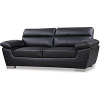 Feststehendes Sofa aus rekonstituiertem Leder und pvc Dallas - 210 x 88 x 90 cm - 3 Sitze - Schwarz von HABITAT ET JARDIN