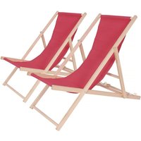 Habitat Et Jardin - 2er-Set Liegestühle aus Holz 'Chilienne' - 107 x 56,5 x 81 cm - Rot von HABITAT ET JARDIN
