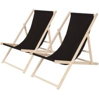 Habitat Et Jardin - 2er-Set Liegestuhl aus Holz 'Chilienne' - Schwarz von HABITAT ET JARDIN