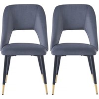 Habitat Et Jardin - 2er-Set Samtstühle Coralie - Grau von HABITAT ET JARDIN