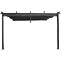 Anbaupergola aus Aluminium mit ausziehbarem Dach- 3 x 4 m - Grau von HABITAT ET JARDIN
