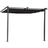 Habitat Et Jardin - Anbaupergola mit ausziehbarem Dach - 3 x 3 m - Anthrazitgrau von HABITAT ET JARDIN