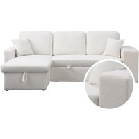 Habitat Et Jardin - Ecksofa aus Bouclé-Stoff mit Schlaffunktion 'Axel' - 3-Sitzer - Weiß Habitat Et Jardin - Ecksofa aus Bouclé-Stoff mit Schlaffunktion 'Axel' - 3-Sitzer - Weiß von HABITAT ET JARDIN