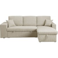 Habitat Et Jardin - Ecksofa reversibel aus Cord mit Schlaffunktion 'Axel' - 3-Sitzer - Beige von HABITAT ET JARDIN