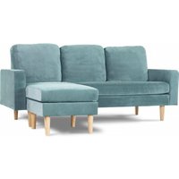 Ecksofa reversibel aus Samt 'Gabby' - 3-Sitzer - Entenblau von HABITAT ET JARDIN