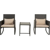 Habitat Et Jardin - Garten Schaukelstuhl-Garnitur aus geflochtenem Kunststoff Garden - Schwarz von HABITAT ET JARDIN