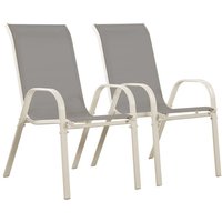 Habitat Et Jardin - Gartensessel Textilen Cordoba - Phoenix - 2er-Set - Hellgrau / weiß von HABITAT ET JARDIN
