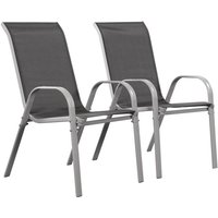 Habitat Et Jardin - Gartensessel Textilen Cordoba - Phoenix - Dunkelgrau / Silber- 2er-Set von HABITAT ET JARDIN
